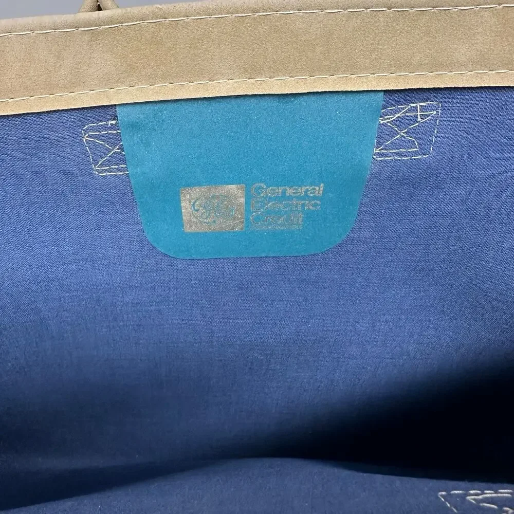 Vintage General Electric Beige Canvas Tote Bag with Green and Red Stripe Detail - Picture 4 of 4